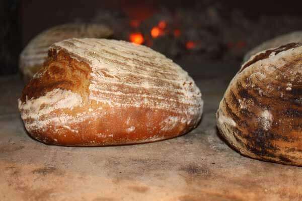 Sourdough bread in wood oven